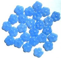 25 15mm Light Sapphire Marble Flower Beads